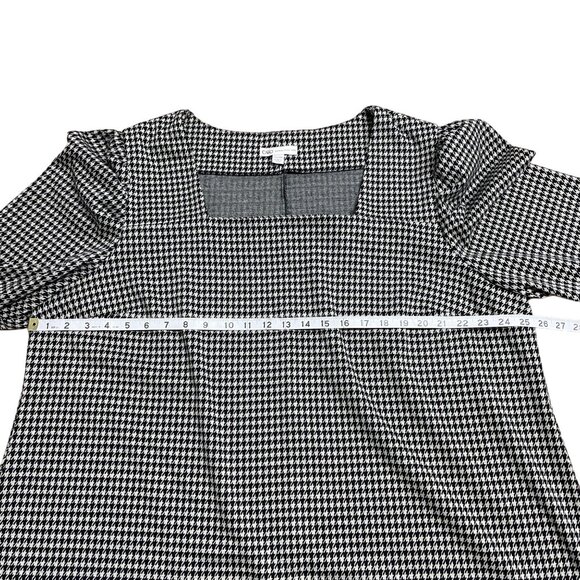 CATO BLOUSE HOUNDSTOOTH SQUARE NECK SIZE 22/24W PUFF SLEEVE CAREER ARTSY CAPSULE - Picture 6 of 7
